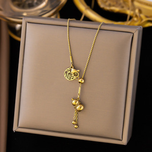 Collier élégant et résistant au décolorissement, plaqué or véritable, en titane exquis, <span class=keywords><strong>grand</strong></span> maillon tendance, pour femme, polyvalent et à la mode - Product Image 6
