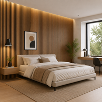 Panel Dinding Akustik Berbahan Kayu Veneer, Penyerap Suara, MDF PET, Panel Dekoratif Interior untuk Dinding dan Plafon Rumah, Kantor, Hotel
