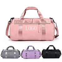 Femmes pour sac fourre-tout de gymnastique rose Logo personnalisé bagage de sport en nylon étanche pour voyage Design de mode compartiment à chaussures toile