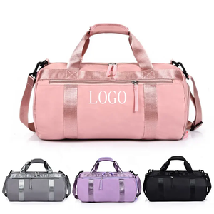 Bolso de mano de gimnasio rosa para mujer, logotipo personalizado, equipaje de lona de nailon impermeable para viajes, diseño de moda, compartimento para zapatos, lona - Product Image 1