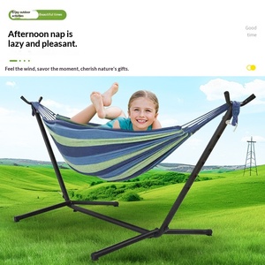 Outdoor Canvas Swing <b>Hammock</b> Portable Single Double Detachable <b>Camping</b> Hiking Household Recliner Goat Horn Bracket 300kg 260cm - Product Image 1