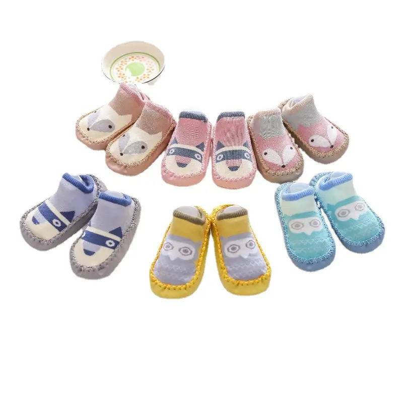 Wholesale Winter Custom Cotton Breathable Absorb-Sweat Cute Toddler Baby Shoe Socks Rubber