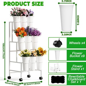 Chariot de présentation de fleurs sur roulettes, support de présentation de fleurs pour jardin, balcon, décoration de mariage, fleuriste - Product Image 3