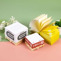 Bloc-notes adhésifs personnalisés en bois pour promotion d'entreprise avec bloc de papier et palette