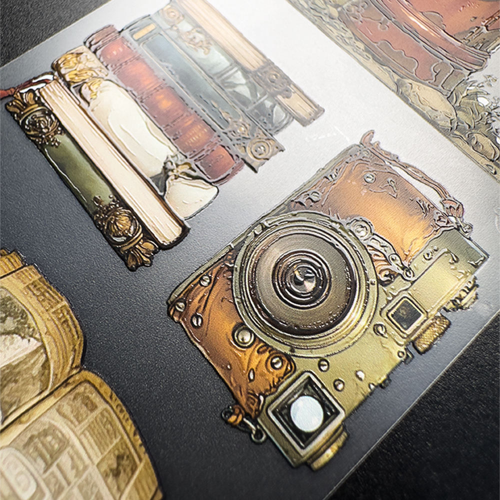 Exemple de PET mat + encre cristal 3D + ligne de démoulage