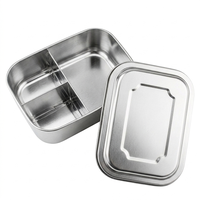 Boîte à lunch bento Miaocai 0-1L à double niveau en acier inoxydable, 2 compartiments, compatible vapeur et micro-ondes, conteneurs de rangement portables