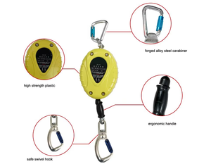 Cuerda de Seguridad Retráctil de Poliéster de 6 <span class=keywords><strong>Metros</strong></span>, Dispositivo Anticaídas Retráctil Vertical para Sistema de Línea de Vida, Protección Contra Caídas - Product Image 2