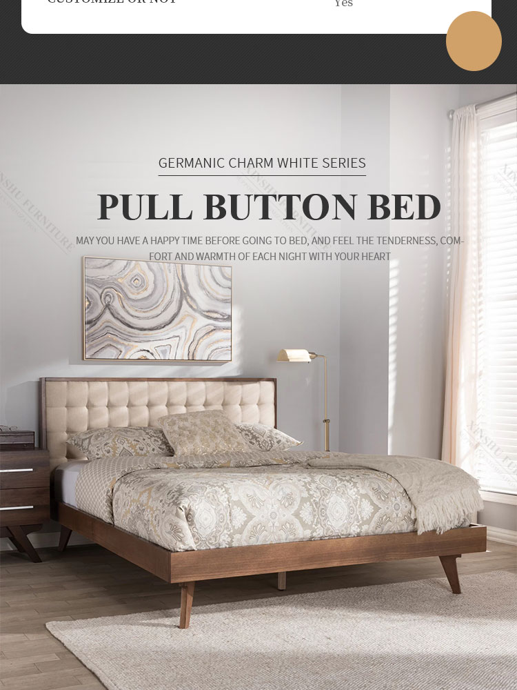 modern simple nordic style 1.8m master bedroom double king bed small family single bed family can customize solid wood bed