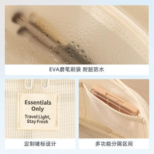 Trousse de Maquillage en Maille Beilian – Organisateur de Voyage Multifonctionnel Essentiel – Design Léger Violet Clair et Blanc Cassé - Product Image 5