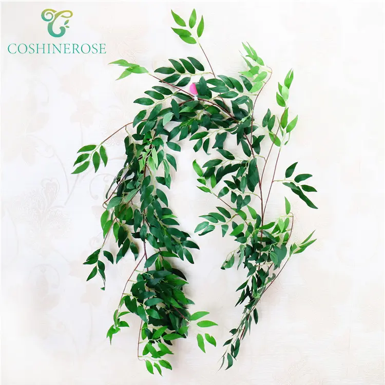 Coshinerose Cheap Silk Willow Wicker Leaves Hanging Artificial Vines Greenery Plants For Home Wedding Decoration