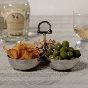 Juego de Servir de Lujo de Acero Inoxidable con 3 Recipientes y Asa Central en Forma de Anillo para Aceitunas, Nueces, Papas Fritas, Bocadillos, Aperitivos y Decoración de Mesa - Product Image 1