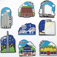 Ensemble d'aimants de réfrigérateur en PVC 3D, souvenir de paysage, aimants cadeaux, ensemble d'aimants de réfrigérateur mignons avec des fleurs et des nuages pour la cuisine