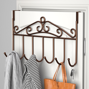 Многофункциональный настенный органайзер для хранения за дверью: крючки для одежды, сумок, без сверления, металлические - Product Image 1