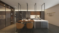 Armoire de cuisine modulaire en verre ignifuge écologique personnalisée |   Conception de plans 3D modernes pour les projets de cuisine de toute la maison