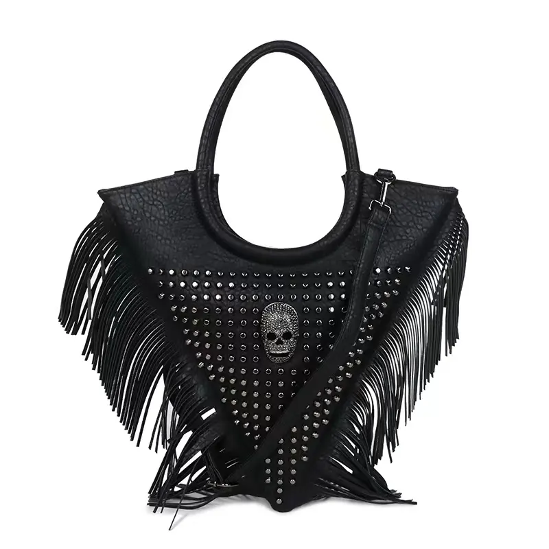 High Quality Punk Shoulder Bag Crossbody Bag Fashion Street Leather Zipper Handbags Skull Bag For Women