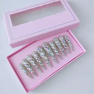 Custom Pink Luxury Press On Nails Boxes Eyelashes Cosmetic Packaging Boxes For Artificial Nails