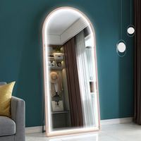 Espejo arqueado LED hecho a mano, espejo de cuerpo entero con diseño de arco para colgar en la pared, ideal para sala de estar y dormitorio.