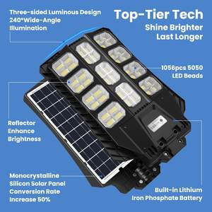 Super lumineux et pas cher 1000W 500W 400W tout en un lampadaire robuste étanche extérieur route lampe lampadaire solaire - Product Image 3