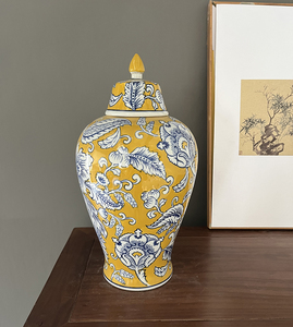 Jarrón <span class=keywords><strong>de</strong></span> Jengibre Chinoiserie, Hecho a Mano y Pintado, Jarrón <span class=keywords><strong>de</strong></span> Porcelana Amarillo Ailsun, Hermoso Jarrón <span class=keywords><strong>de</strong></span> Jengibre <span class=keywords><strong>Talavera</strong></span> - Product Image 2