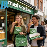Boîte d'emballage pour biscuits en carton personnalisé, vert et rose, avec logo, sac à biscuits, boîtes à emporter pour boulangerie, boîte à fast-food avec poignée
