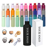 Bouteilles d'eau écologiques personnalisées de 750 ml à petite ouverture, en acier inoxydable à double paroi, pour le sport et les voyages, gobelet pliable