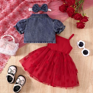 Completo Estivo Casual per Bambine: Giacca Corta in Denim, Canotta e Gonna in Tulle, Set di Abbigliamento per Bambine - Product Image 2