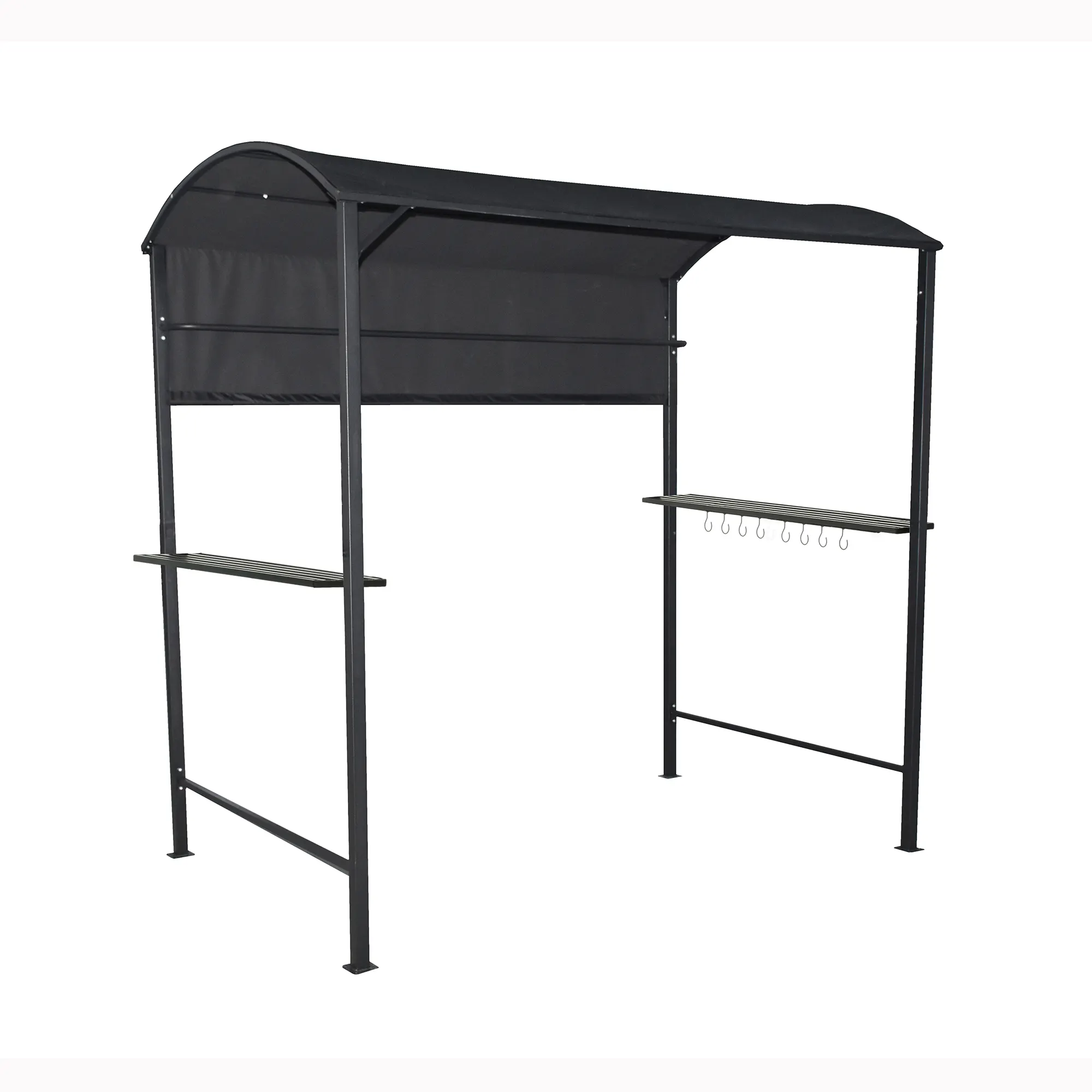 US Warehouse Free Shipping 7x 4.5Ft Patio Canopy With 2 Exterior Serving Shelves & 8 Hooks Grill Gazebo BBQ Outdoor Canopy