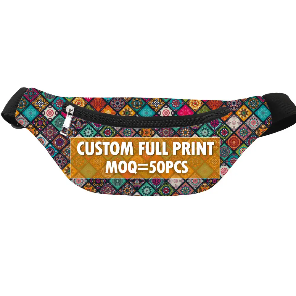 Custom Full Print Crossbody Belt Fanny Pack Waist Bags For Men Hip Bag Ultra Light Personalized Oem Design Canvas Fashionable