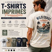 T-shirts imprimés personnalisés pour hommes, style vintage, coupe oversize, avec logo personnalisé, en coton, streetwear, marque privée
