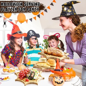 Bandeja de madera con diseño de telaraña para servir, decoración de Halloween, plato para frutas, postres y pan, para fiestas y eventos - Product Image 3