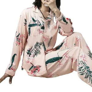 Wholesale Women's Sleepwear Autumn Winter Milk Silk Pajamas Set Neck-neck Long-sleeved Casual Loose Home Service Suit For Female