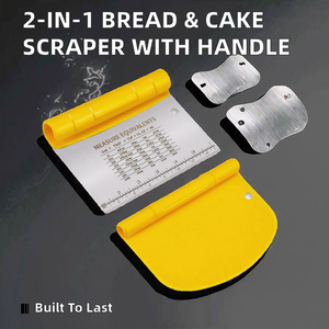 Spatule de pâtisserie en acier inoxydable avec échelle de mesure, manche jaune, grattoir à pâte pour outils de pâtisserie - Product Image 2