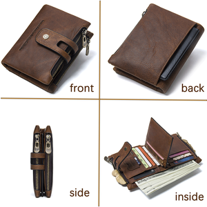 Portafoglio Bifold da Uomo Contact's all'Ingrosso in Vera Pelle Crazy Horse Vintage con 14 Scomparti per Carte e Portamonete con Cerniera - Product Image 4