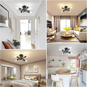 Plafonnier semi-encastré moderne style ferme à 4 lumières, en métal noir mat, luminaire suspendu pour îlot de <span class=keywords><strong>cuisine</strong></span> et décoration de chambre - Product Image 5