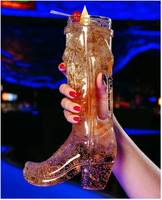 Gobelet en plastique de 32 oz en forme de botte de cowboy, tasse à bière avec paille, recyclable
