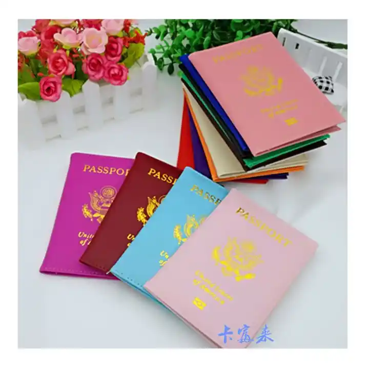 PU Leather Passport Cover Simple Letter Travel ID Credit Card