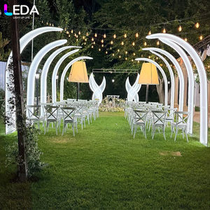 LEDA Outdoor Birthday Party Supplies Metal Arch <b>Backdrop</b> LED White Aisle Curtain Wrought Iron <b>Backdrop</b> for Wedding - Product Image 3