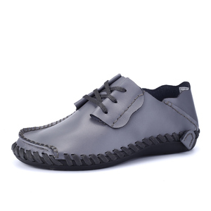 Chaussures plates en cuir véritable faites à la main, à lacets, mocassins décontractés pour hommes - Product Image 3