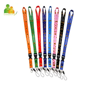 Competitive Price Colorful Customized sun flower id display embossed lanyard polyester lanyards