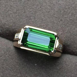 Bijou en pierres précieuses pour hommes, bague de luxe, mariage en arabie saoudite, tourmaline verte naturelle, en or 18 carats, 4,85ct - Product Image 5