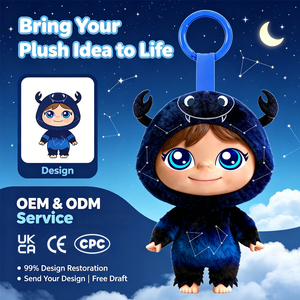Al por mayor Llavero de peluche <span class=keywords><strong>con</strong></span> cara de vinilo de signo zodiacal Cáncer, muñeco de constelación <span class=keywords><strong>con</strong></span> garra de cangrejo, para coleccionistas de astrología y regalo - Product Image 1