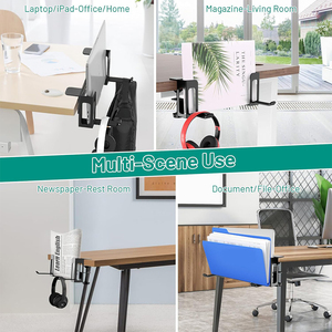 Organizador lateral de <span class=keywords><strong>escritorio</strong></span> negro de metal con abrazadera debajo del estante del <span class=keywords><strong>escritorio</strong></span> con soporte colgante para Computadora Portátil para sala de estar o cocina - Product Image 3