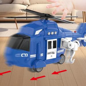 Friction jouet véhicule avion 1:16 bleu avion son lumières projecteur inertie <span class=keywords><strong>dessin</strong></span> <span class=keywords><strong>animé</strong></span> jouet Police hélicoptère - Product Image 3