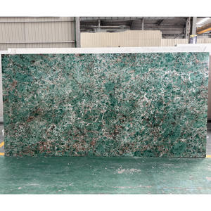 Vente en gros d'usine, dalle de pierre de quartz de luxe, aspect quartzite vert botanique, translucide, pour plan de travail de cuisine, plan de toilette, plan de travail - Product Image 3