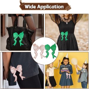 <b>Witch</b> Themed Side Bow Patch 5.334x7.534 Pink Green Glitter Iron On Applique For Sweatshirts Cloth DIY <b>Decorations</b> - Product Image 3