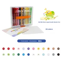 Ensemble de stylos marqueurs d'art en plastique à pointe souple imperméable, encre liquide directe, double face, surligneur