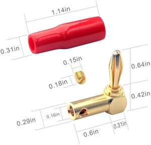 Hot bán Loa Dây góc bên phải chuối Phích cắm 4 mét mạ vàng kép vít loại 90 độ loa kết nối - Product Image 2