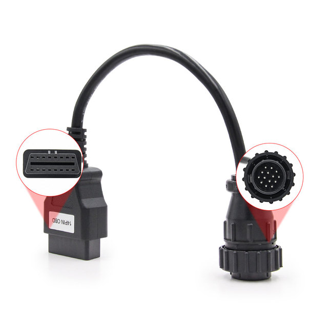14 Pin to 16 OBD1 2 Connect Cable Connecr Adapter for Benz Trucks