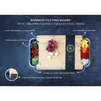 Planche à découper en bambou personnalisée avec 2 tiroirs coulissants, planche à découper antidérapante avec rainure pour les jus, table de préparation de cuisine