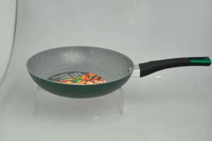 Wok antiadherente verde de <span class=keywords><strong>12</strong></span> pulgadas, sartén para freír Wok de 30cm, sartén antiadherente de piedra médica, juego de utensilios de cocina de aluminio Marnites con tapa - Product Image 5